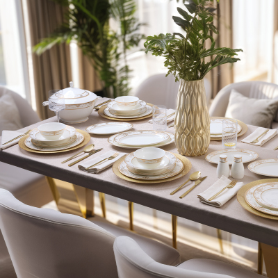 Evaliza Infinity Gold 60 Parça 12 Kişilik Yemek Takımı - EVALIZA